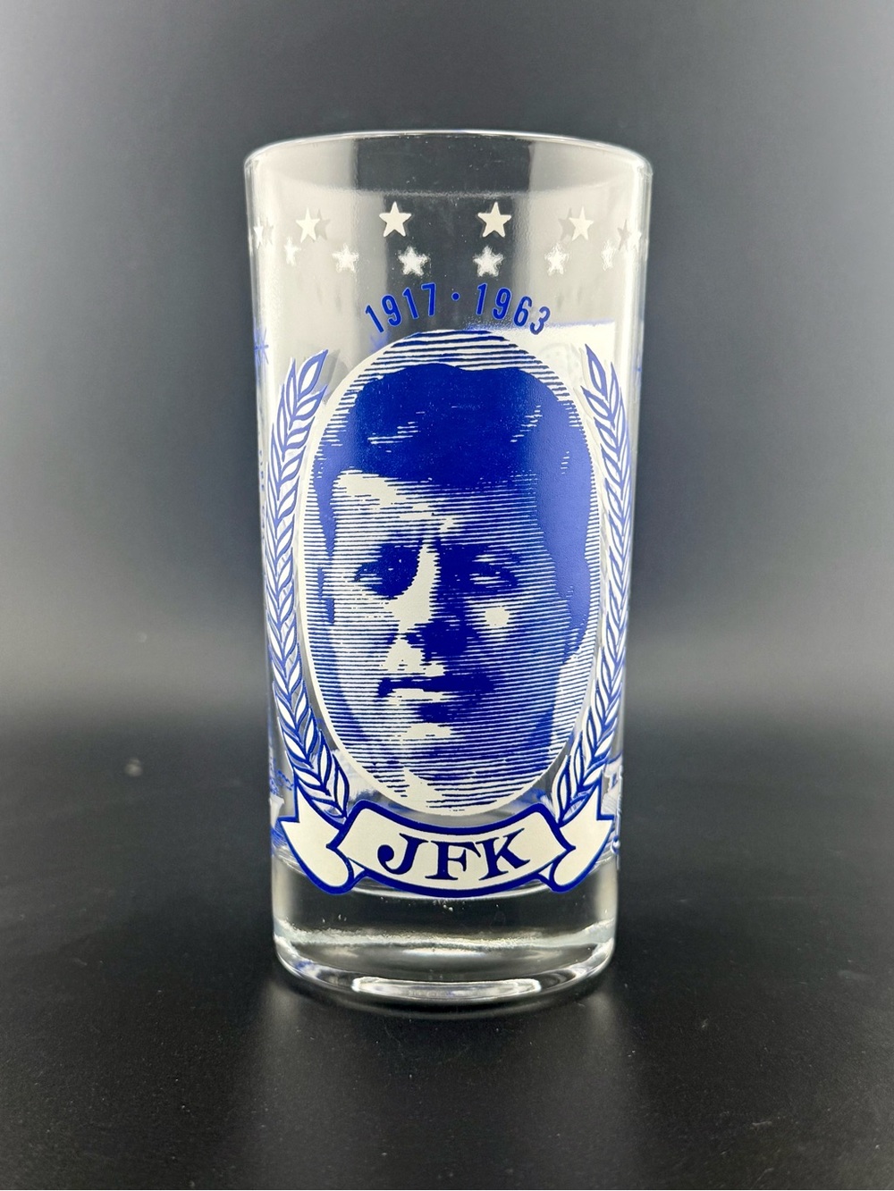 JFK Commemorative Glass with Blue Design